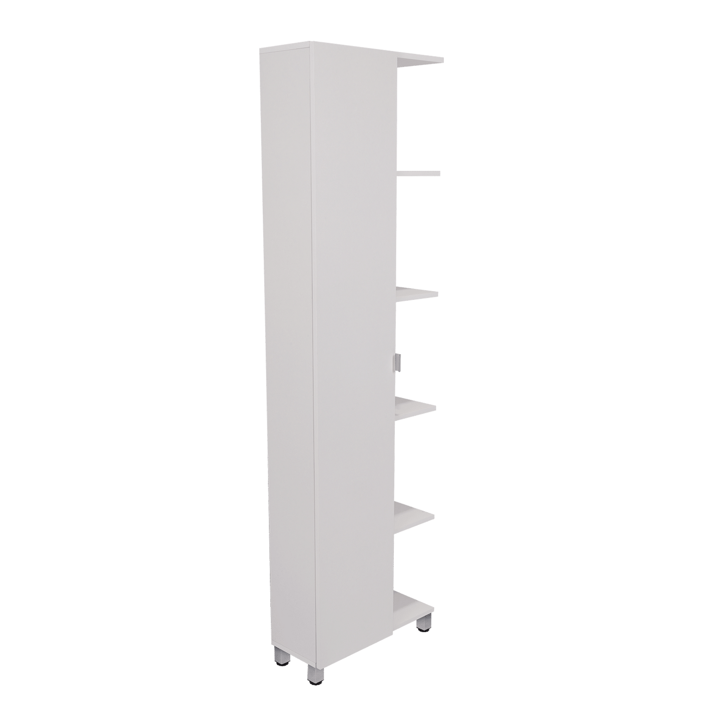 Corner Cabinet Womppi, Five Open Shelves, Single Door, White Finish image 9