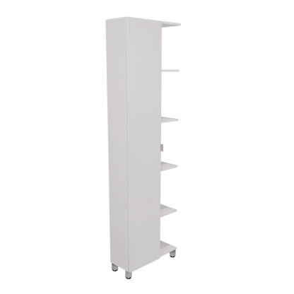Corner Cabinet Womppi, Five Open Shelves, Single Door, White Finish image 9