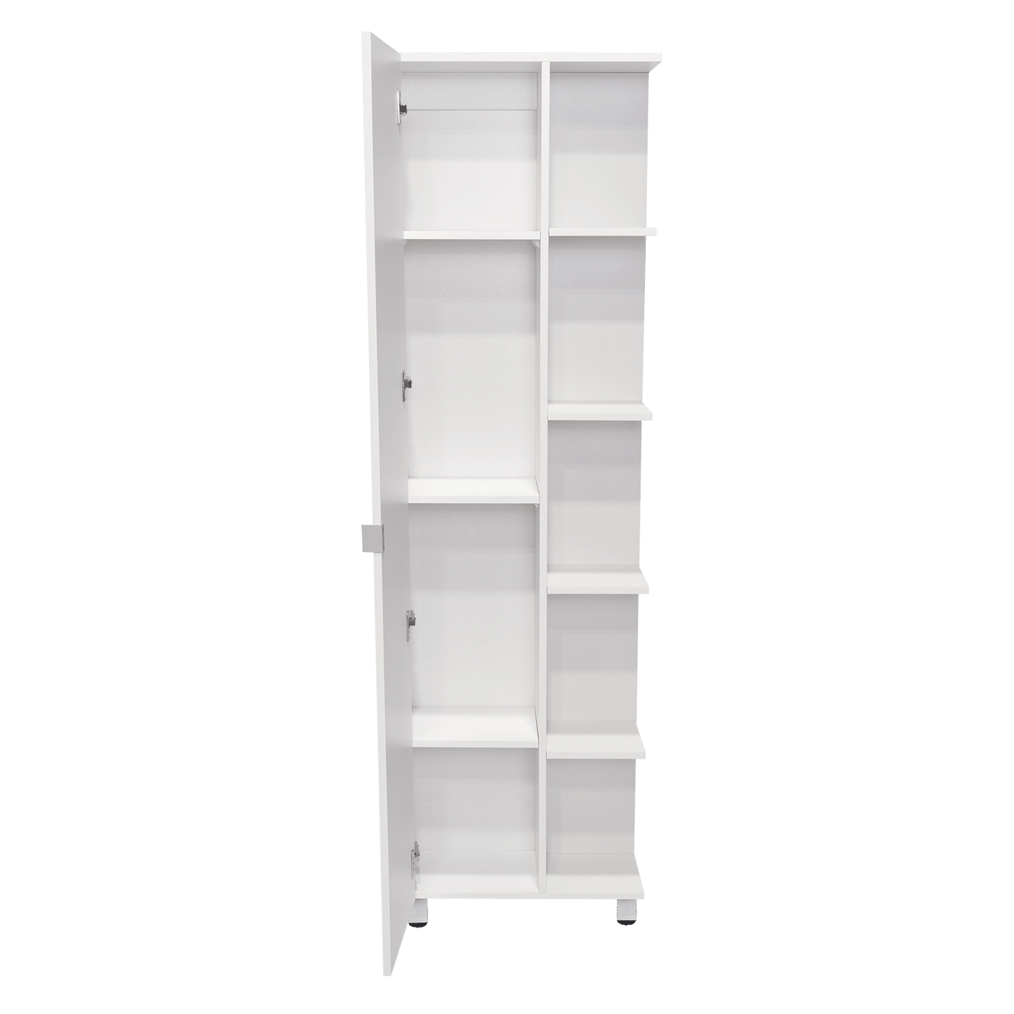 Corner Cabinet Womppi, Five Open Shelves, Single Door, White Finish image 10