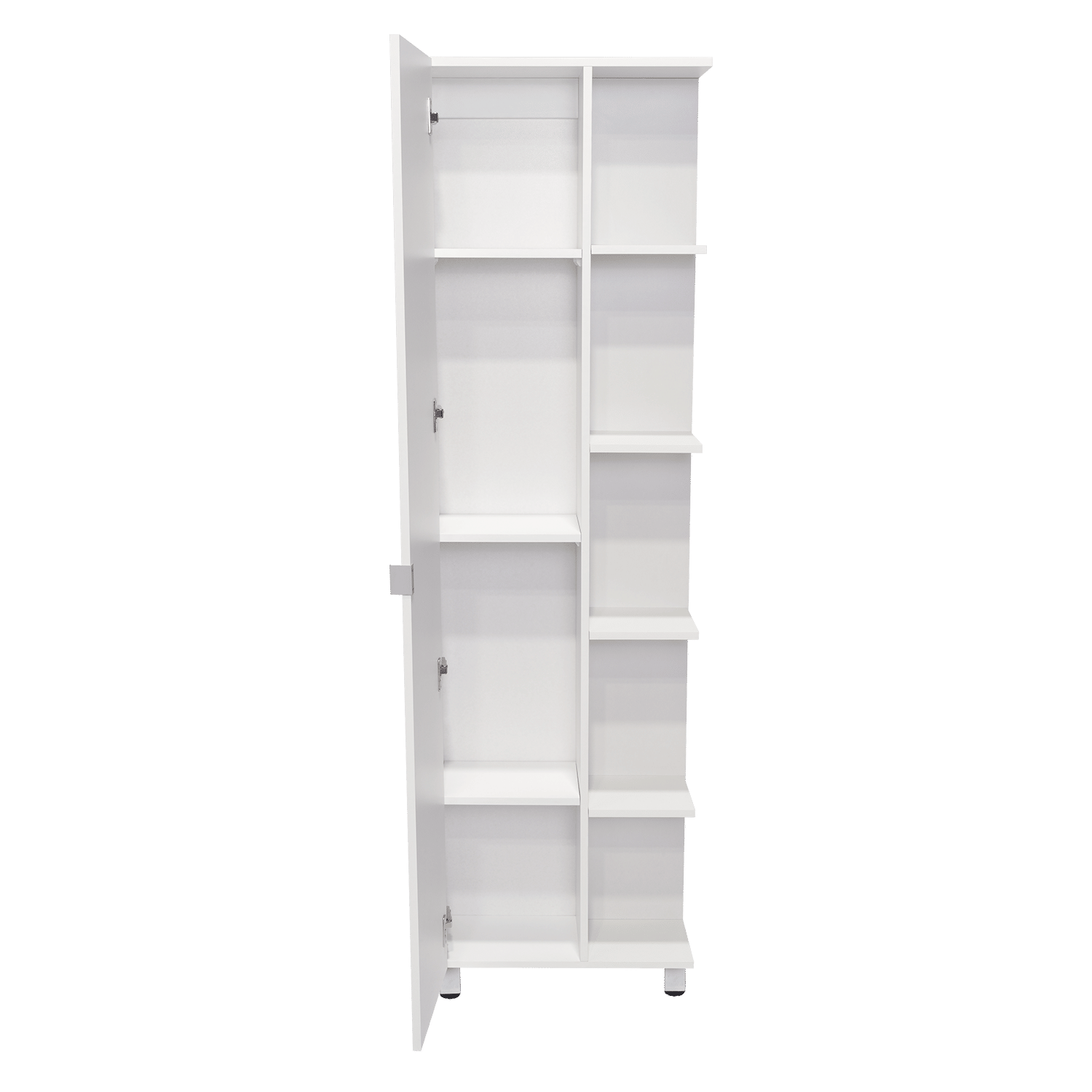 Corner Cabinet Womppi, Five Open Shelves, Single Door, White Finish image 10