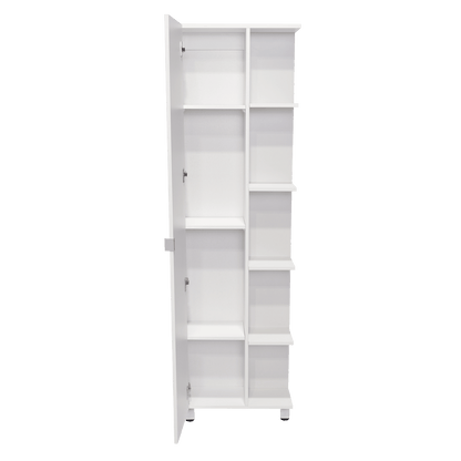 Corner Cabinet Womppi, Five Open Shelves, Single Door, White Finish image 10