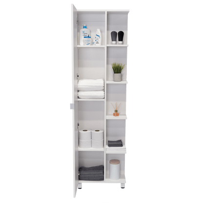 Corner Cabinet Womppi, Five Open Shelves, Single Door, White Finish image 2