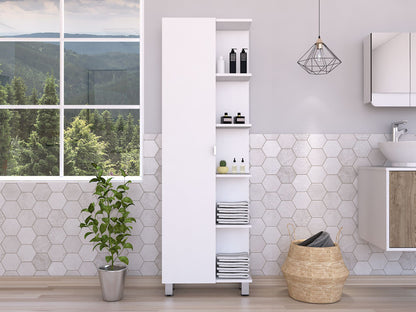 Corner Cabinet Womppi, Five Open Shelves, Single Door, White Finish image 8
