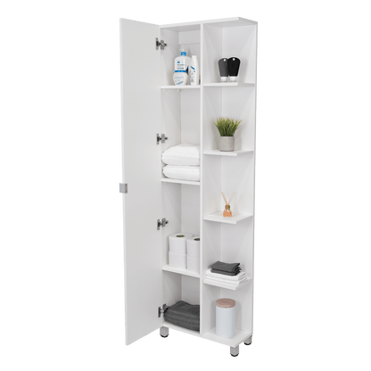 Corner Cabinet Womppi, Five Open Shelves, Single Door, White Finish image 12
