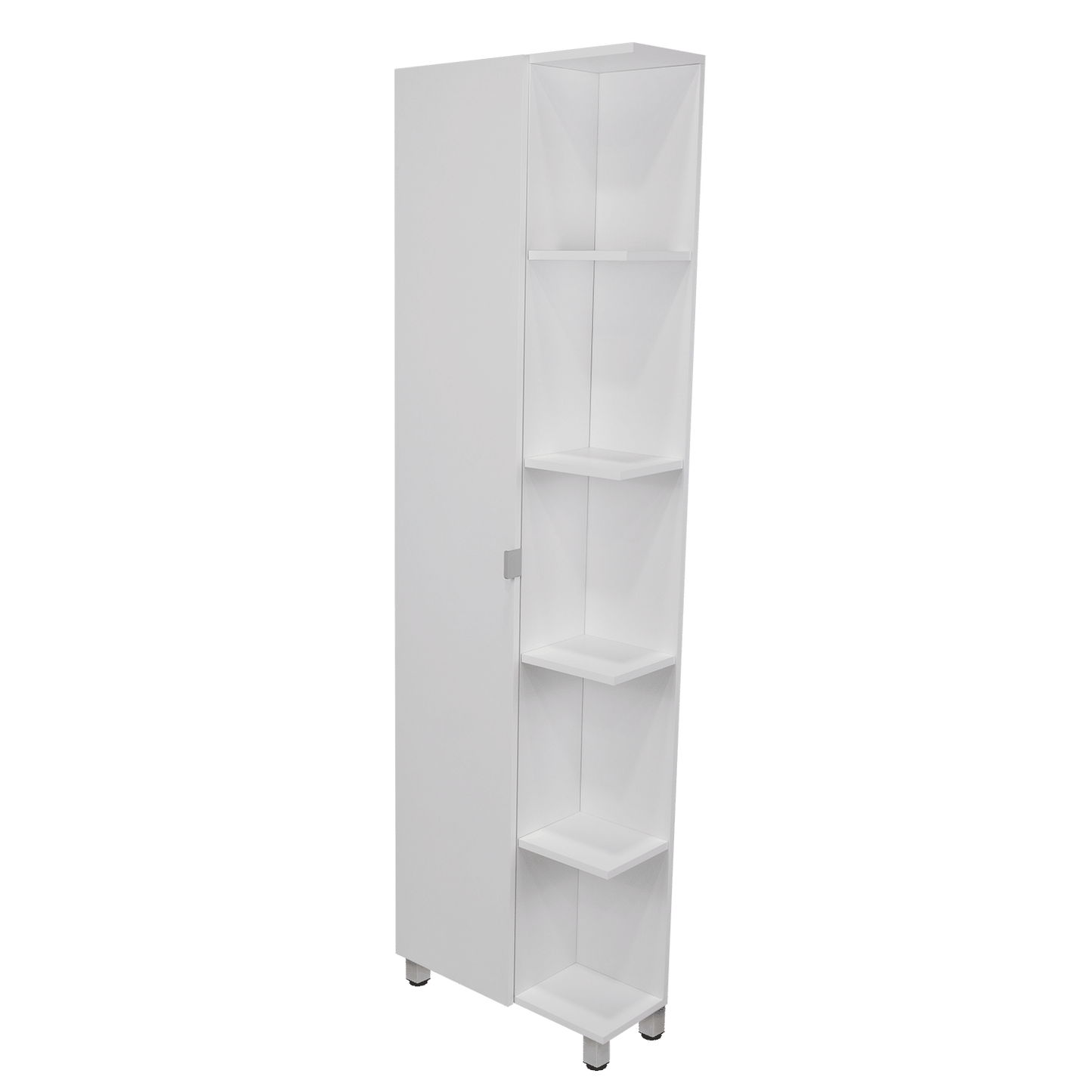 Corner Cabinet Womppi, Five Open Shelves, Single Door, White Finish image 7