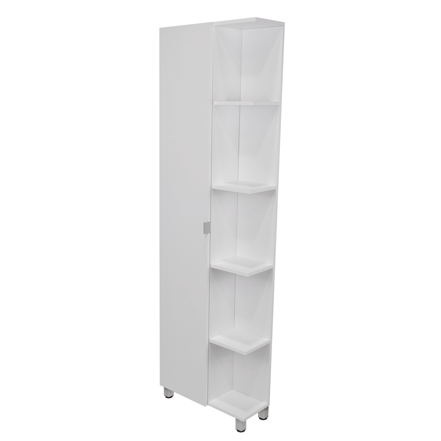 Corner Cabinet Womppi, Five Open Shelves, Single Door, White Finish image 7