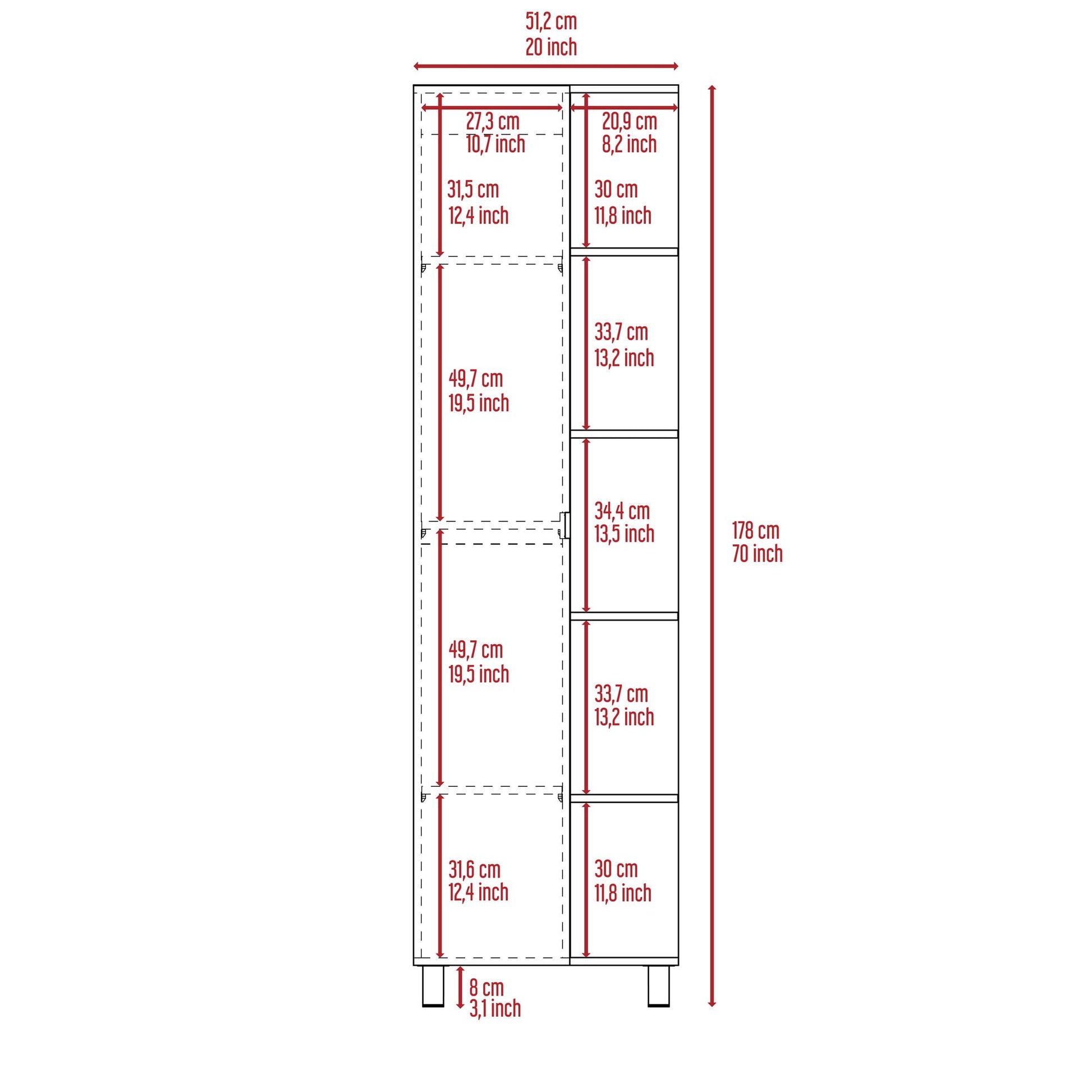 Corner Cabinet Womppi, Five Open Shelves, Single Door, White Finish image 13
