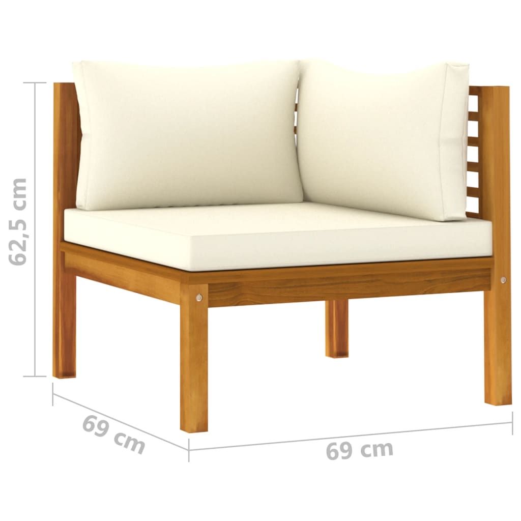 Corner Sofas 2 pcs with Cream White Cushions Solid Acacia Wood image 8
