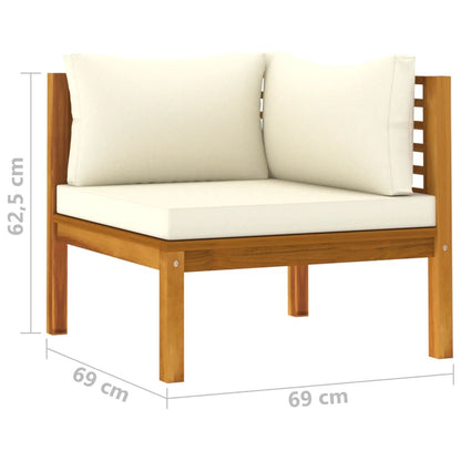 Corner Sofas 2 pcs with Cream White Cushions Solid Acacia Wood image 8