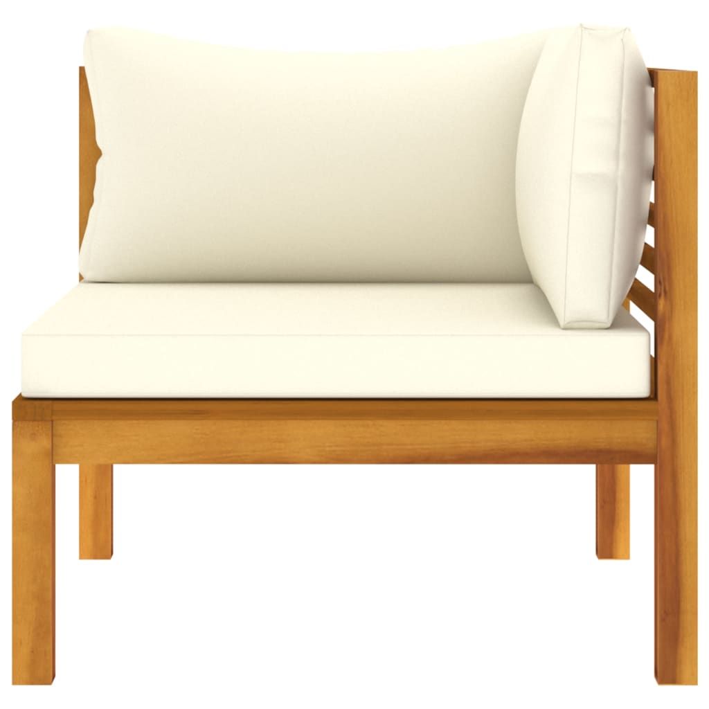 Corner Sofas 2 pcs with Cream White Cushions Solid Acacia Wood image 5