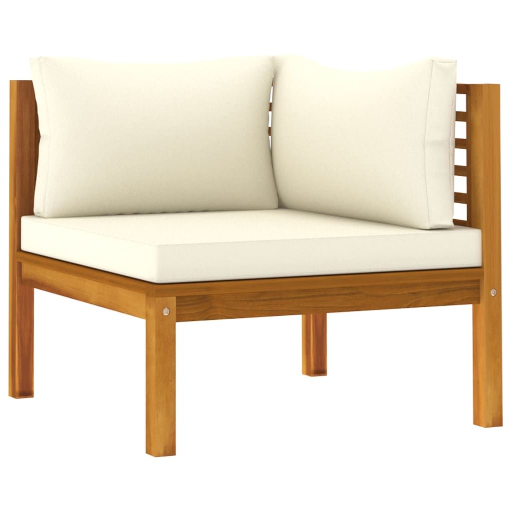 Corner Sofas 2 pcs with Cream White Cushions Solid Acacia Wood image 3