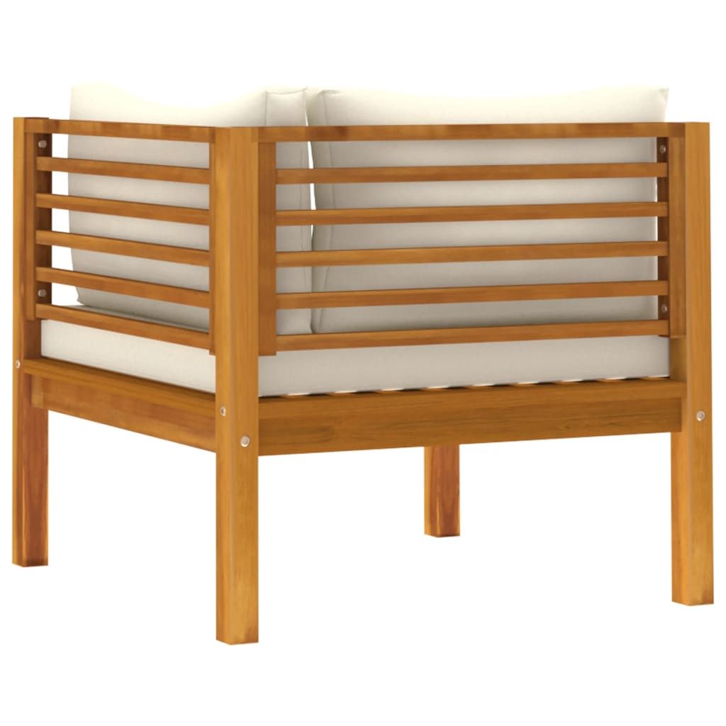 Corner Sofas 2 pcs with Cream White Cushions Solid Acacia Wood image 6