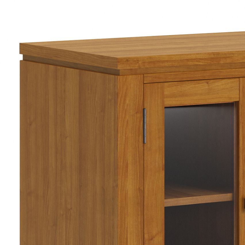 Cosmopolitan 72 inch Wide Solid Wood TV Stand in Light Golden Brown For TVs up to 80 inches image 2