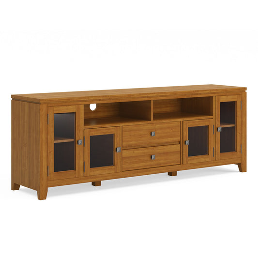 Cosmopolitan 72 inch solid wood TV stand light golden brown front view