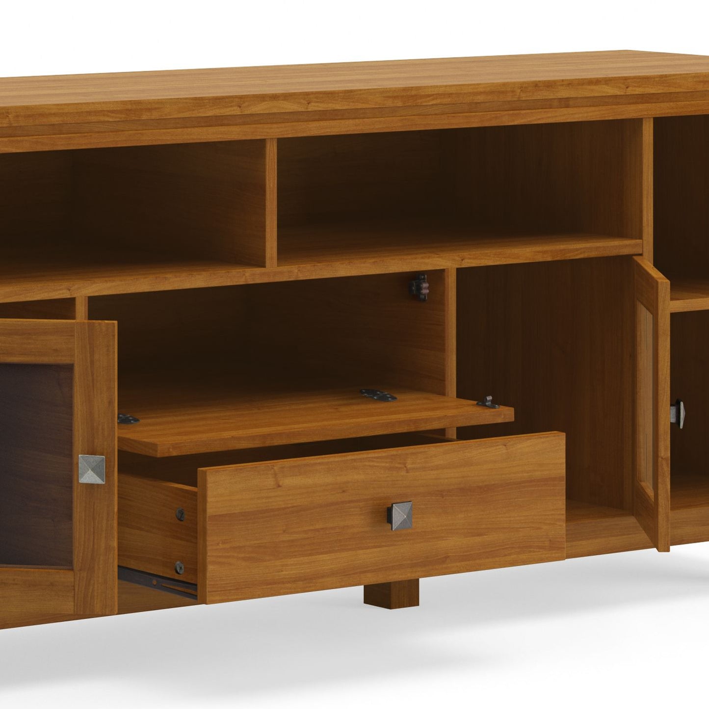 Cosmopolitan 72 inch Wide Solid Wood TV Stand in Light Golden Brown For TVs up to 80 inches image 3