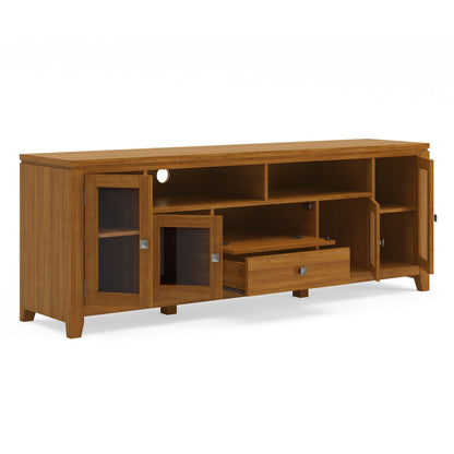 Cosmopolitan 72 inch Wide Solid Wood TV Stand in Light Golden Brown For TVs up to 80 inches image 6