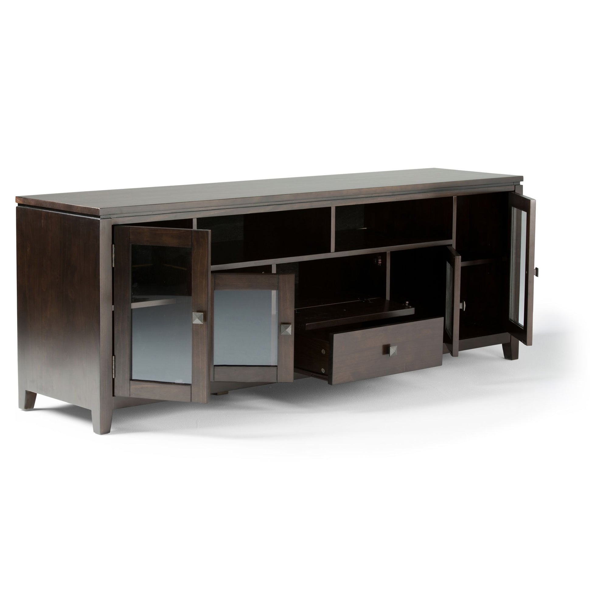 Cosmopolitan 72 inch Wide Solid Wood TV Stand in Mahogany Brown For TVs up to 80 inches image 8