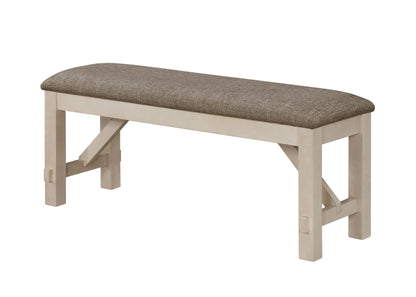 Cottage Style 1pc Upholstered Seat Chalk Gray Finish Bench Dining Room Bedroom Wooden Furniture Standard Height image 1