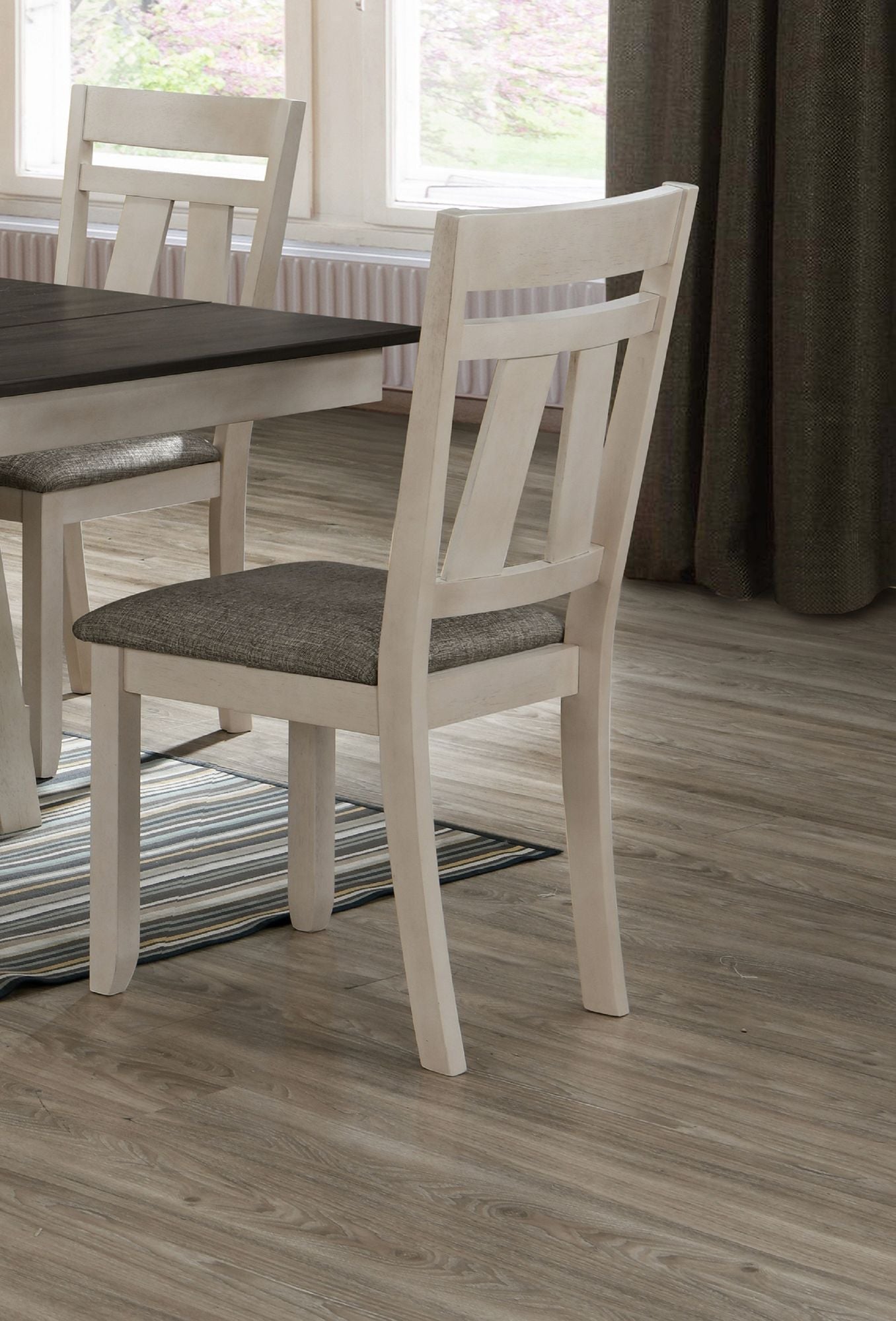 Cottage Style Dining Side Chair 2pc Set Upholstered Seat Chalk Gray Dining Room Wooden Furniture Transitional Design image 4