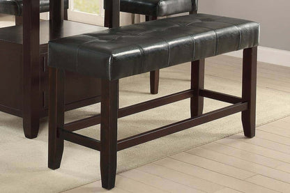 Counter Height 1pc Bench Dining Room Black Faux Leather Cushion Tufted Seat Wooden Base Comfort Seat Kitchen Dining image 2