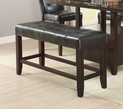 Counter Height 1pc Bench Dining Room Black Faux Leather Cushion Tufted Seat Wooden Base Comfort Seat Kitchen Dining image 5