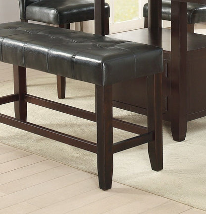 Counter Height 1pc Bench Dining Room Black Faux Leather Cushion Tufted Seat Wooden Base Comfort Seat Kitchen Dining image 4