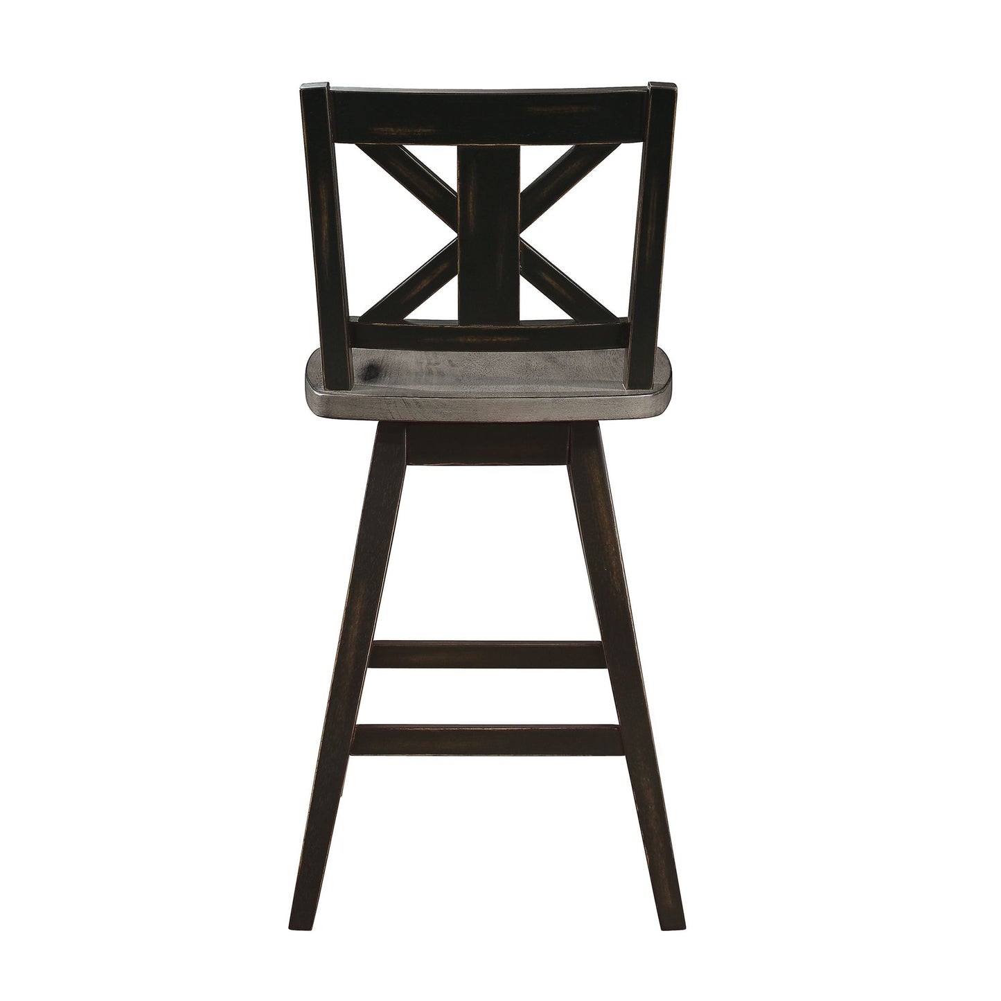 Counter Height Chairs Set of 2, Black X-Back 360-degree Swivel Chair Solid Rubberwood Kitchen Dining Furniture image 3