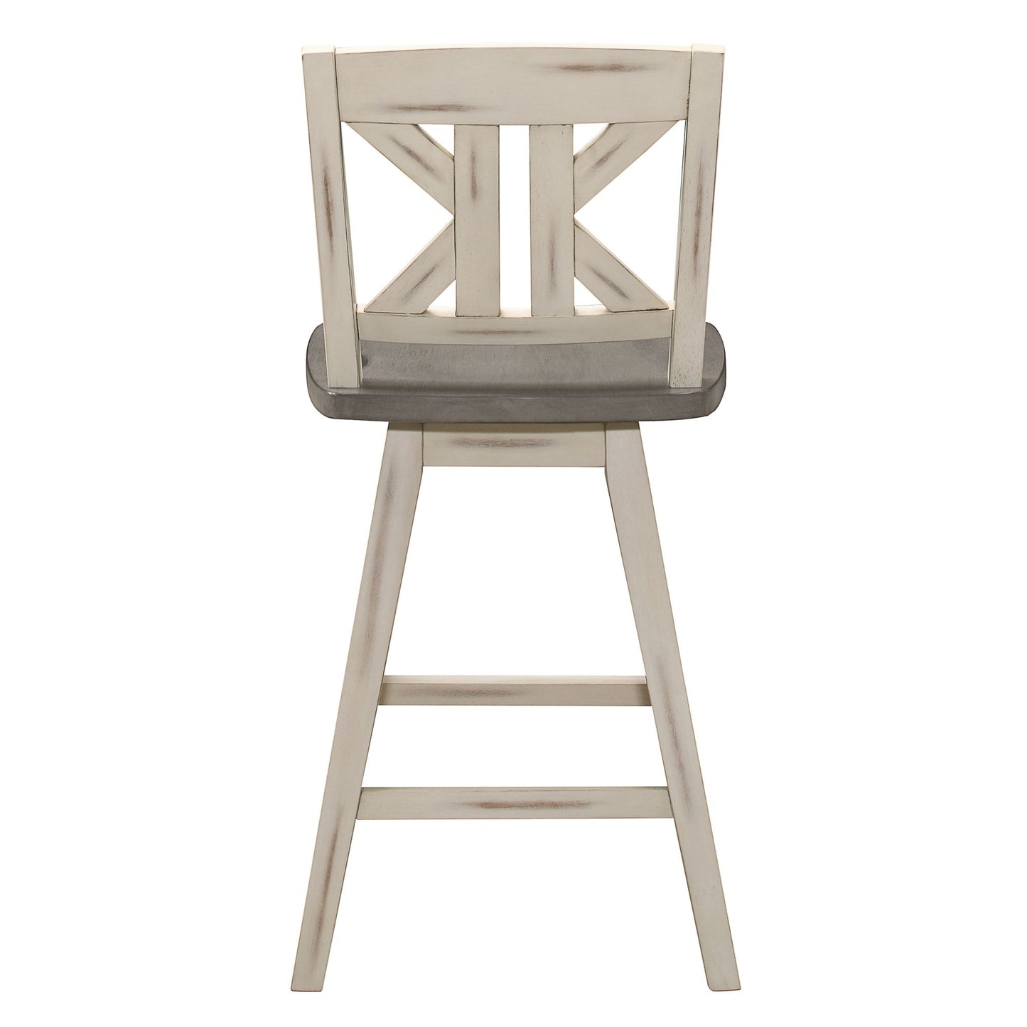 Counter Height Chairs Set of 2, White Gray 360-degree Swivel Chair Solid Rubberwood Kitchen Dining Furniture, Divided X- image 3