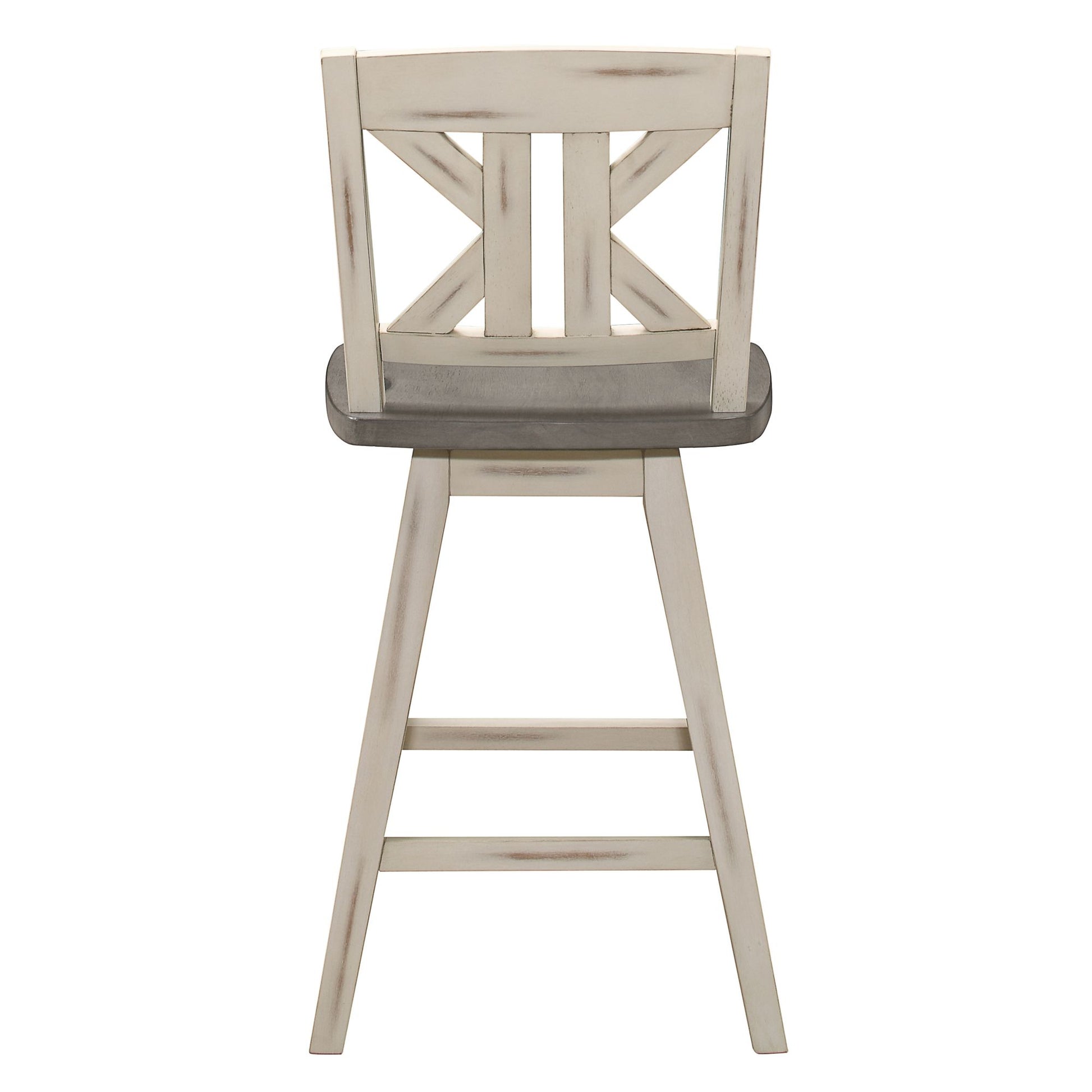 Counter Height Chairs Set of 2, White Gray 360-degree Swivel Chair Solid Rubberwood Kitchen Dining Furniture, Divided X- image 3