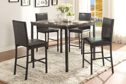 Counter Height Table 1pc Metal Frame Faux Mable Top Square Transitional Dining Room Furniture image 5
