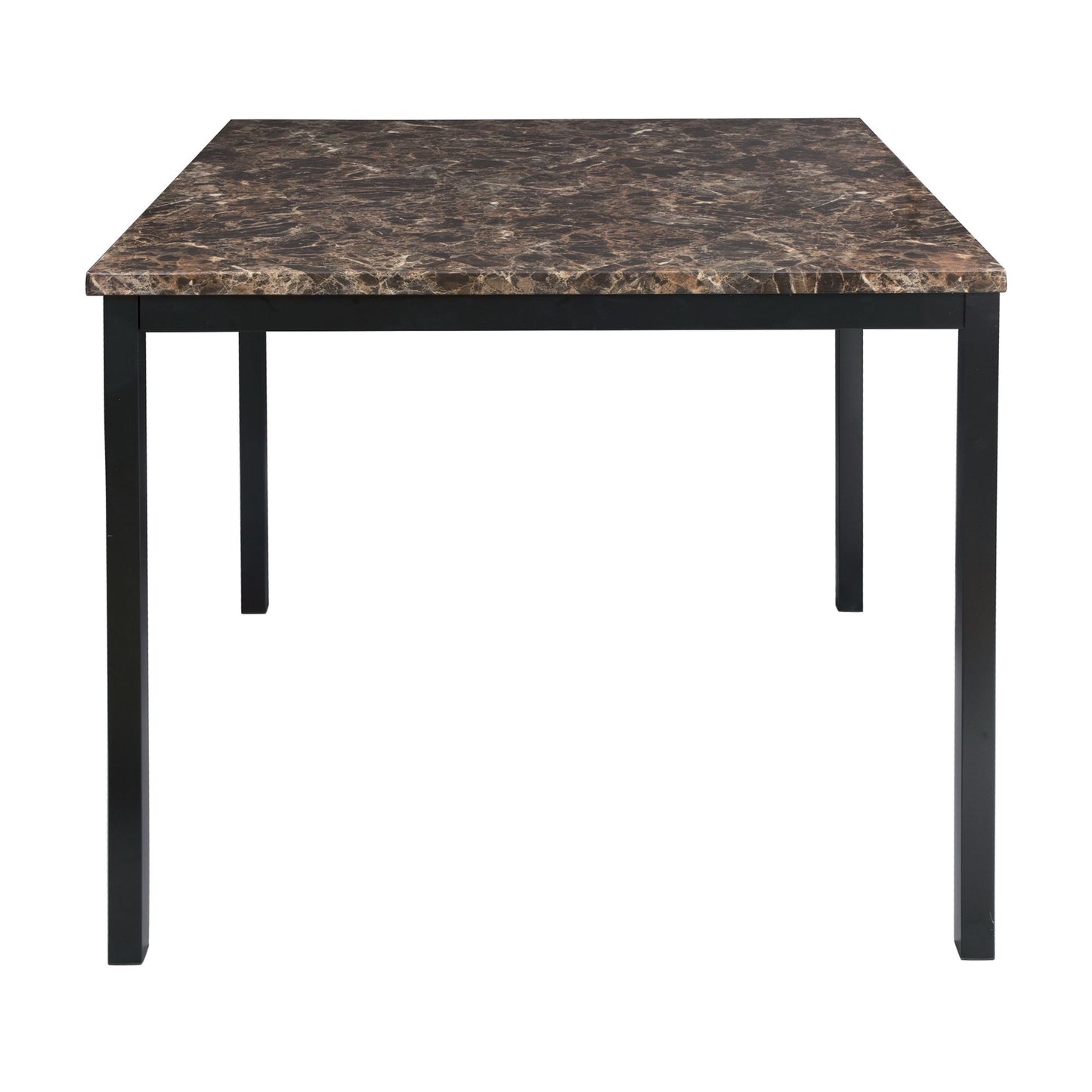 Counter Height Table 1pc Metal Frame Faux Mable Top Square Transitional Dining Room Furniture image 1