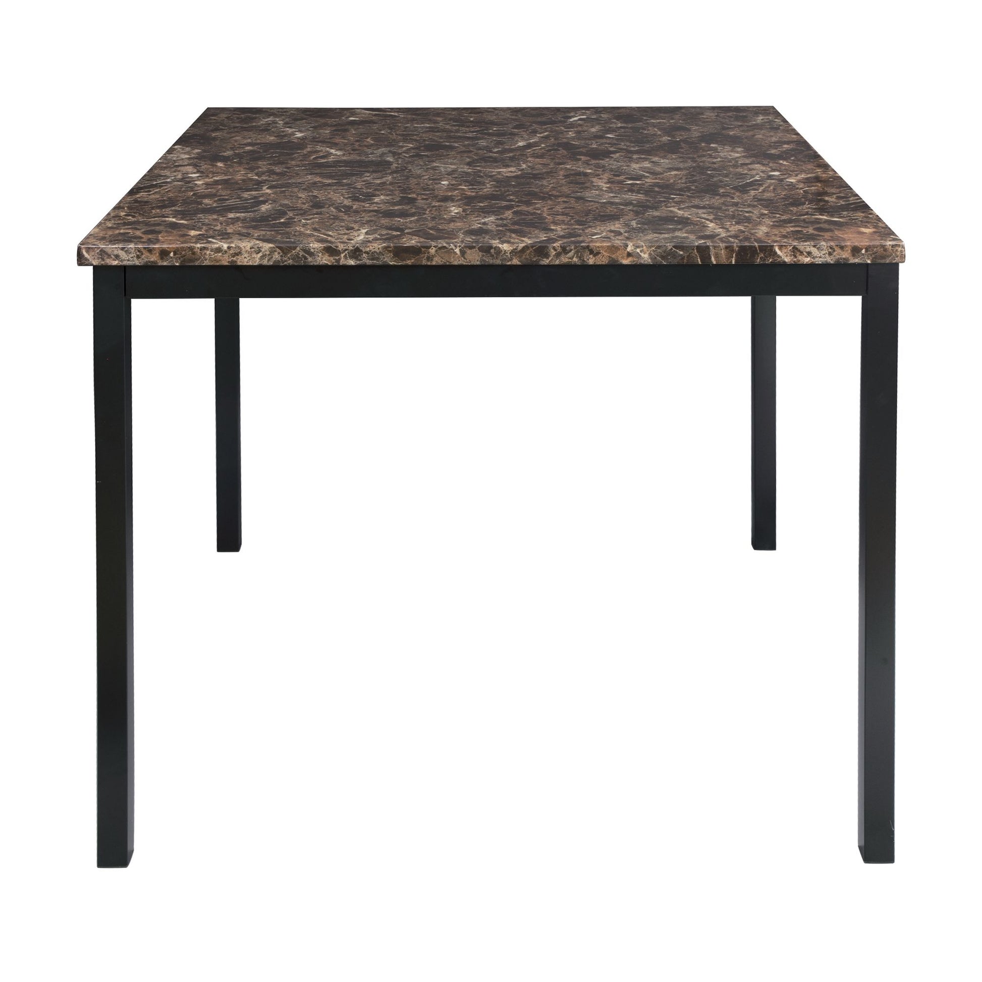 Counter Height Table 1pc Metal Frame Faux Mable Top Square Transitional Dining Room Furniture image 1