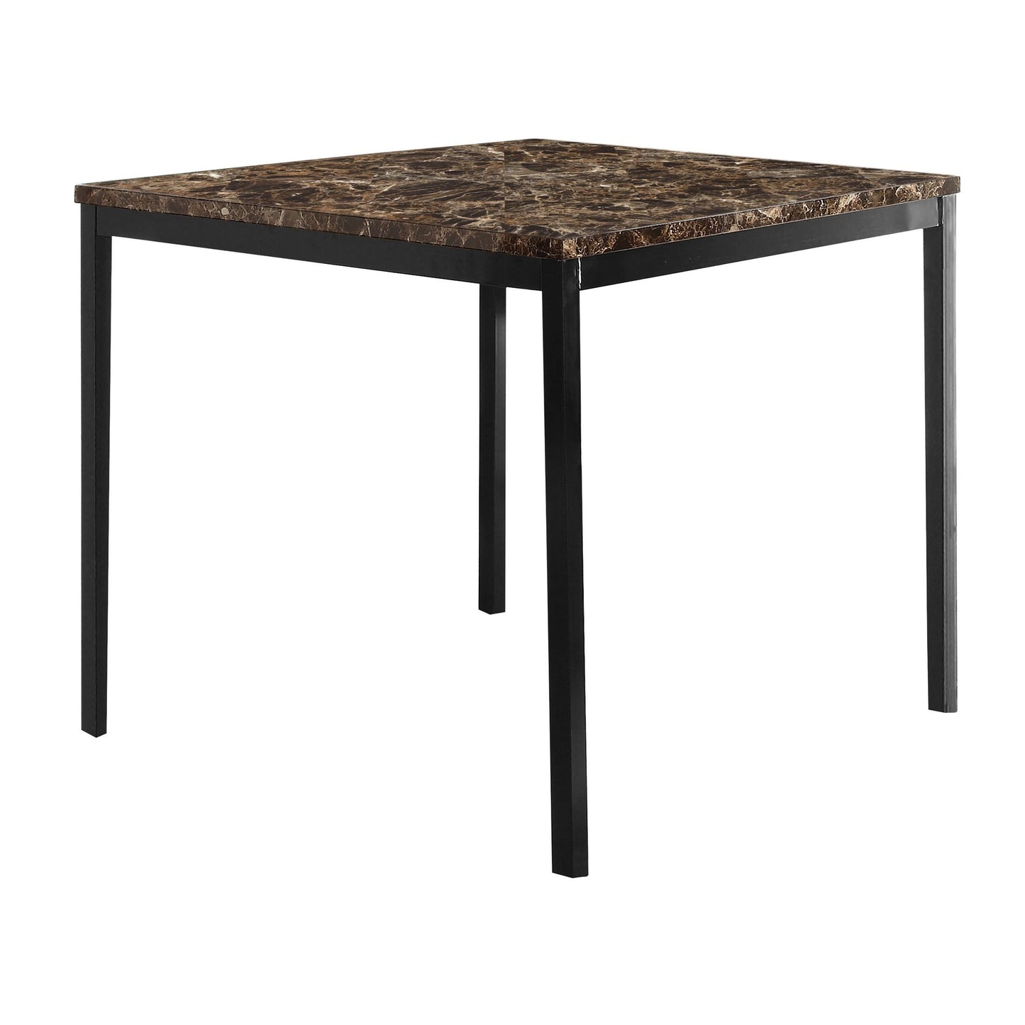 Counter Height Table 1pc Metal Frame Faux Mable Top Square Transitional Dining Room Furniture image 2