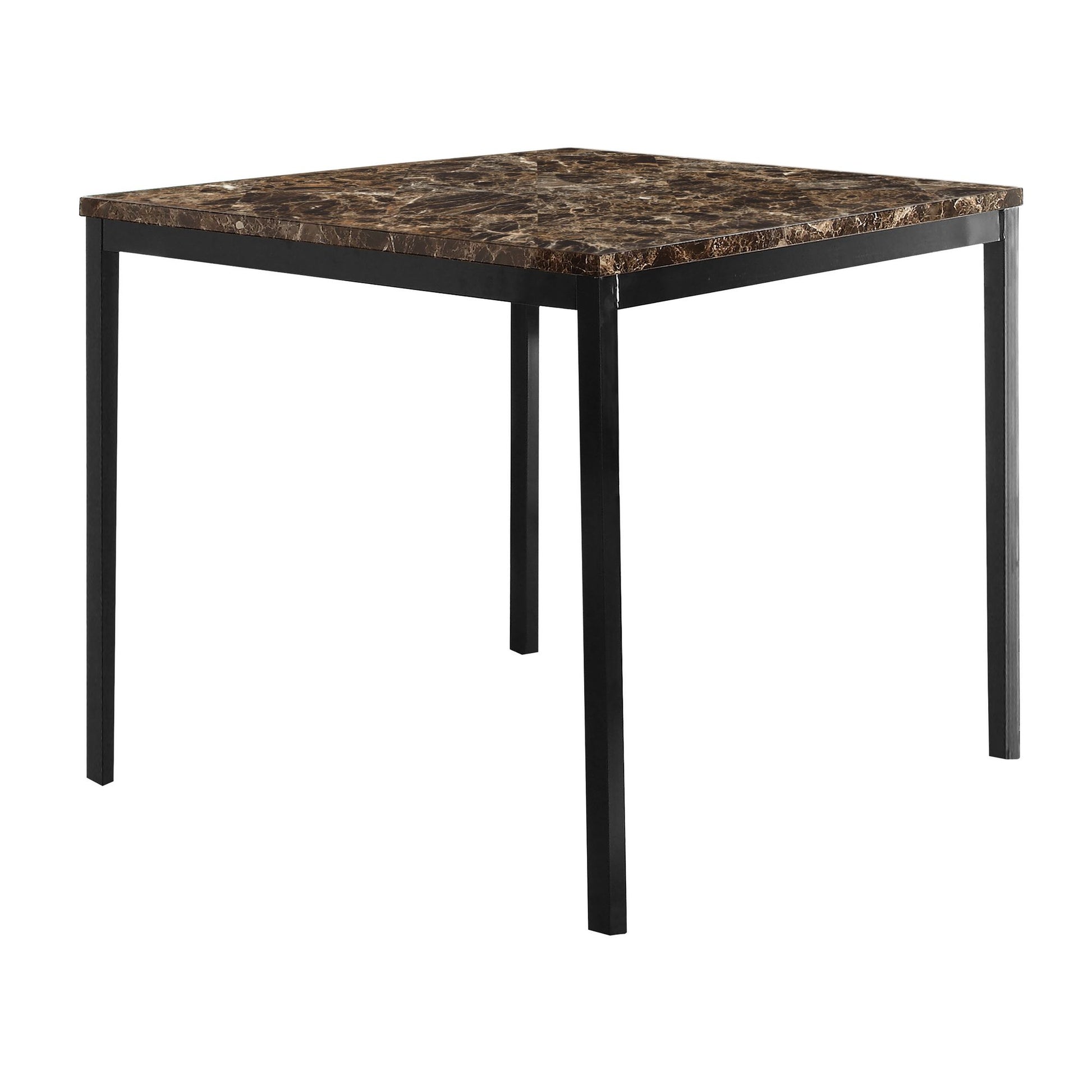 Counter Height Table 1pc Metal Frame Faux Mable Top Square Transitional Dining Room Furniture image 2