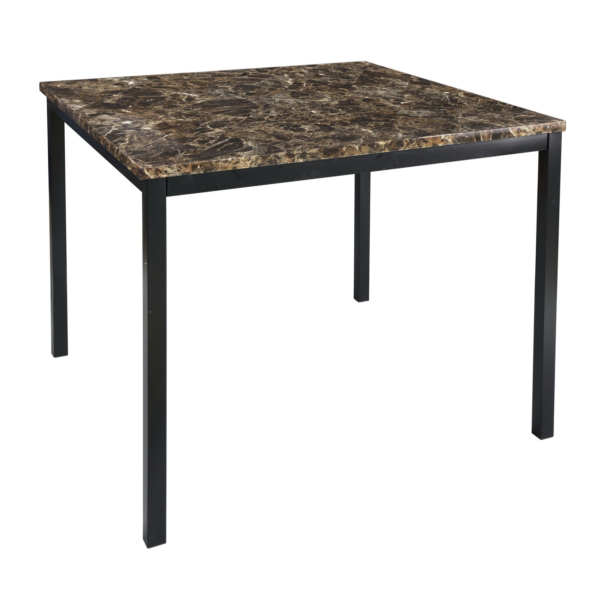 Counter Height Table 1pc Metal Frame Faux Mable Top Square Transitional Dining Room Furniture image 3