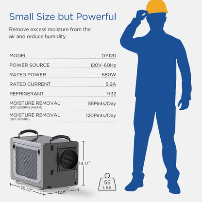 120 PPD dehumidifier warehouse use