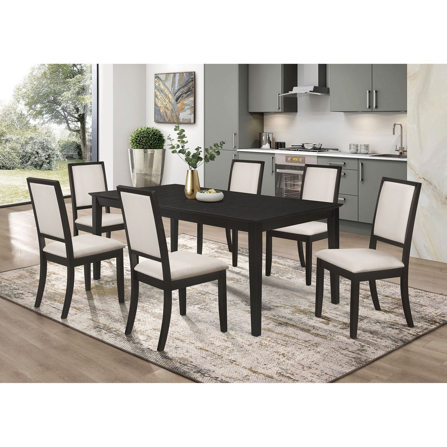 Cream and Black Upholstered Side Chairs (Set of 2) image 14
