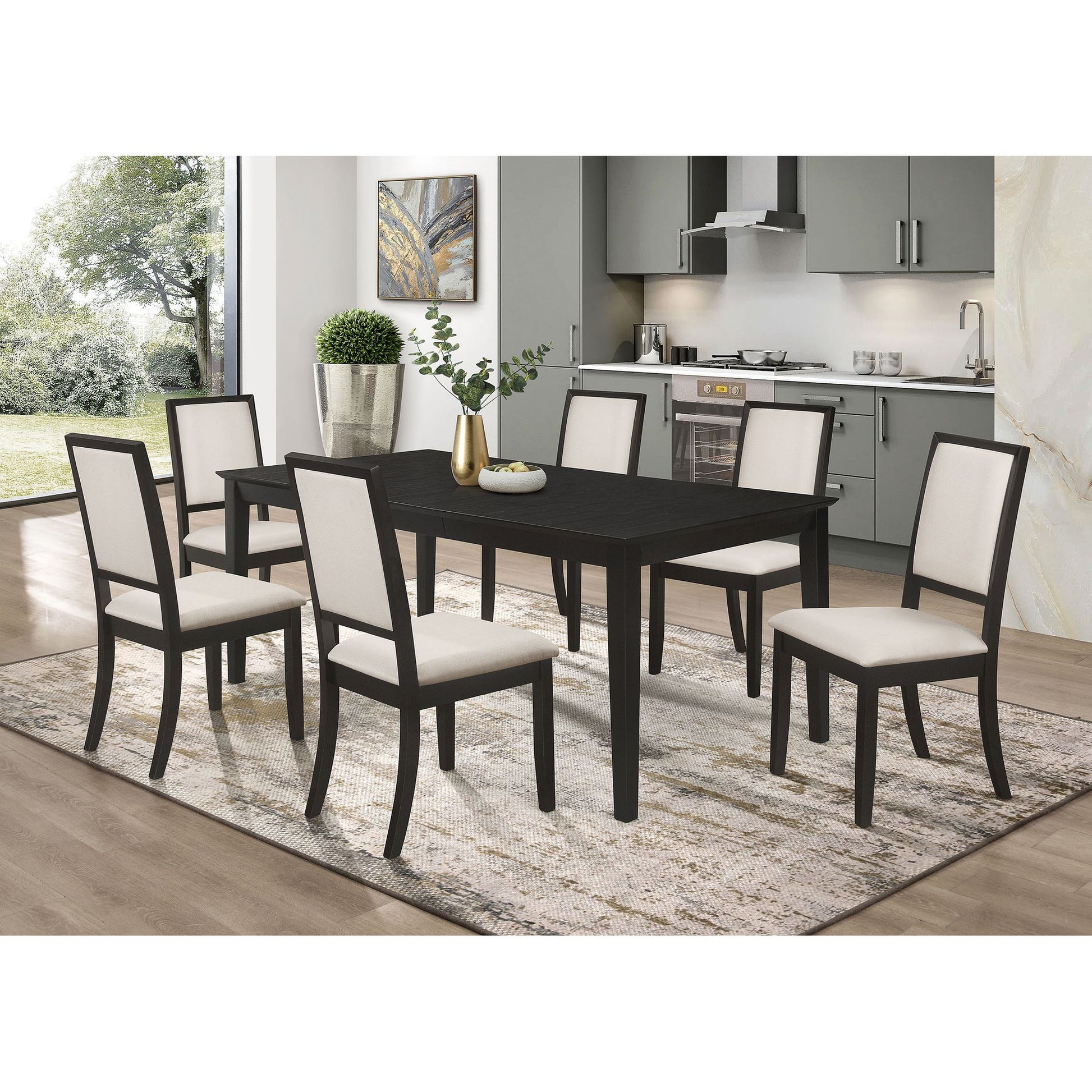 Cream and Black Upholstered Side Chairs (Set of 2) image 14