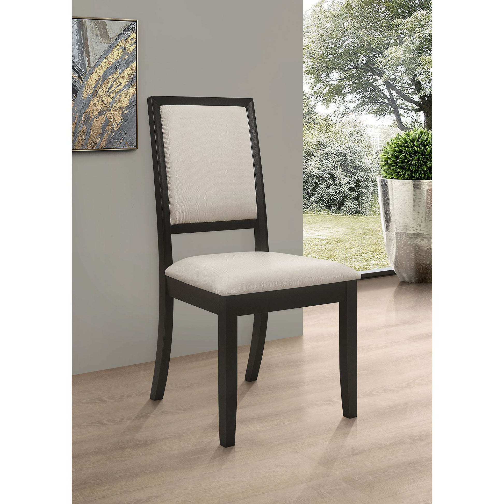 Cream and Black Upholstered Side Chairs (Set of 2) image 1