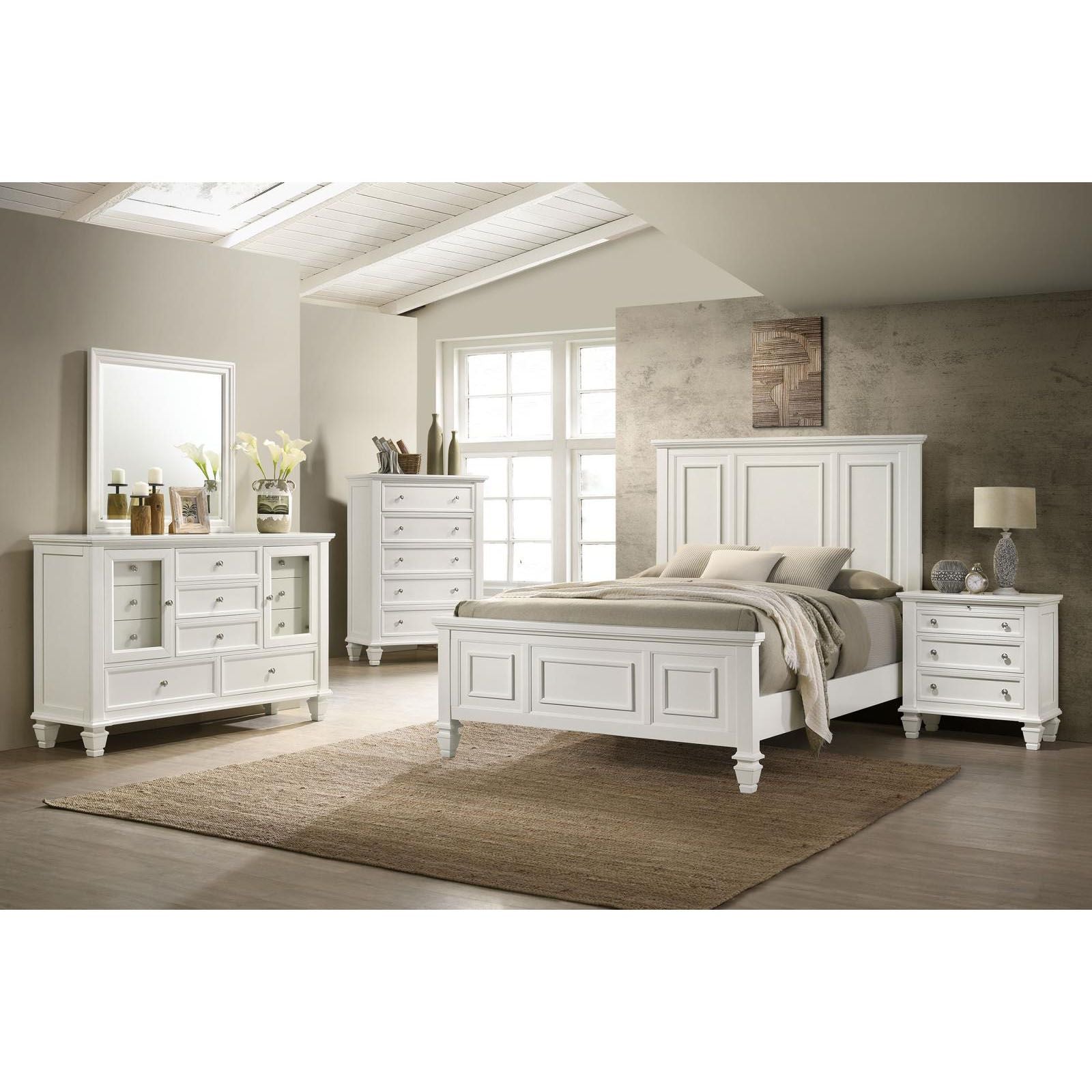 Cream White 3-drawer Nightstand with Pull Out Tray image 10