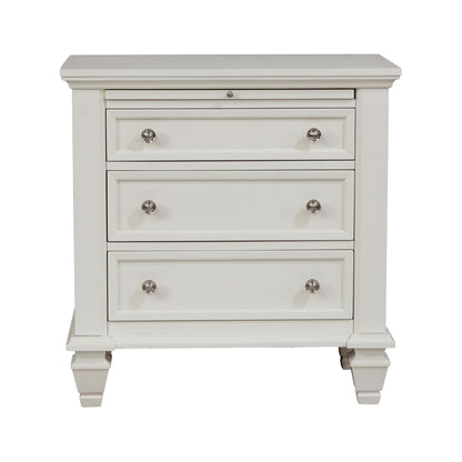 Cream White 3-drawer Nightstand with Pull Out Tray image 3