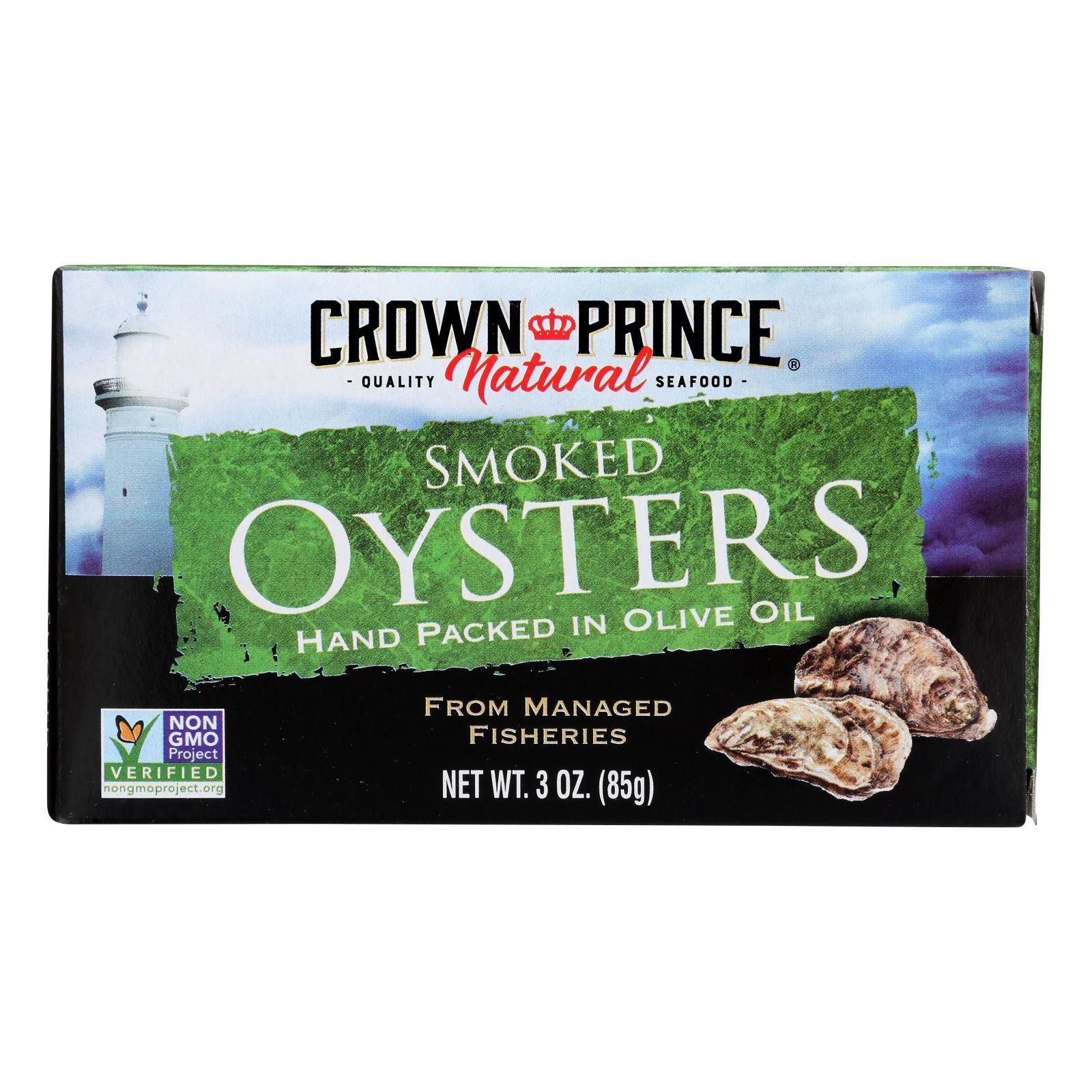 Crown Prince Oysters - Naturally Smoked In Pure Olive Oil - 3 Oz - Case Of 18 image 2