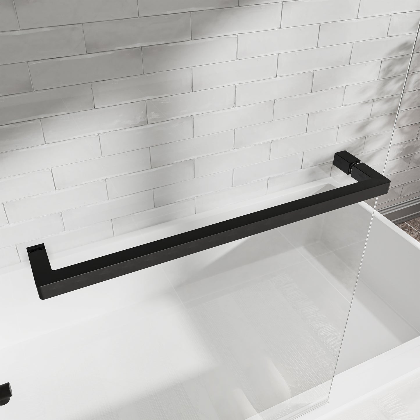 31"-32" W x 55" H Matte Black Flexible 180° Pivot Shower Door Reversible Installation Frameless Bathtub Screen,1/4"(6MM) Tempered Glass With Nano Easy Cleaning And Stick Explosion-proof Membrance image 6