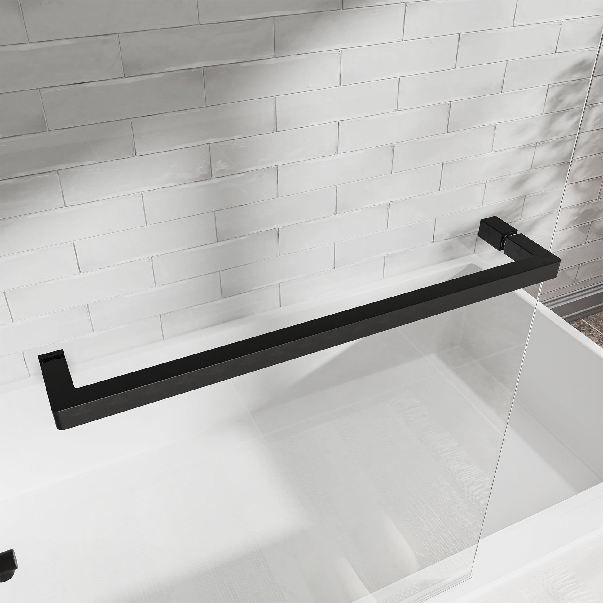 31"-32" W x 55" H Matte Black Flexible 180° Pivot Shower Door Reversible Installation Frameless Bathtub Screen,1/4"(6MM) Tempered Glass With Nano Easy Cleaning And Stick Explosion-proof Membrance image 6