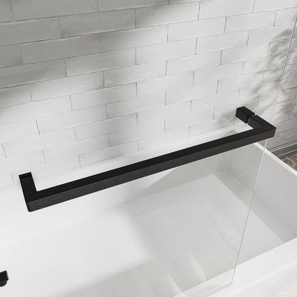 31"-32" W x 55" H Matte Black Flexible 180° Pivot Shower Door Reversible Installation Frameless Bathtub Screen,1/4"(6MM) Tempered Glass With Nano Easy Cleaning And Stick Explosion-proof Membrance image 6