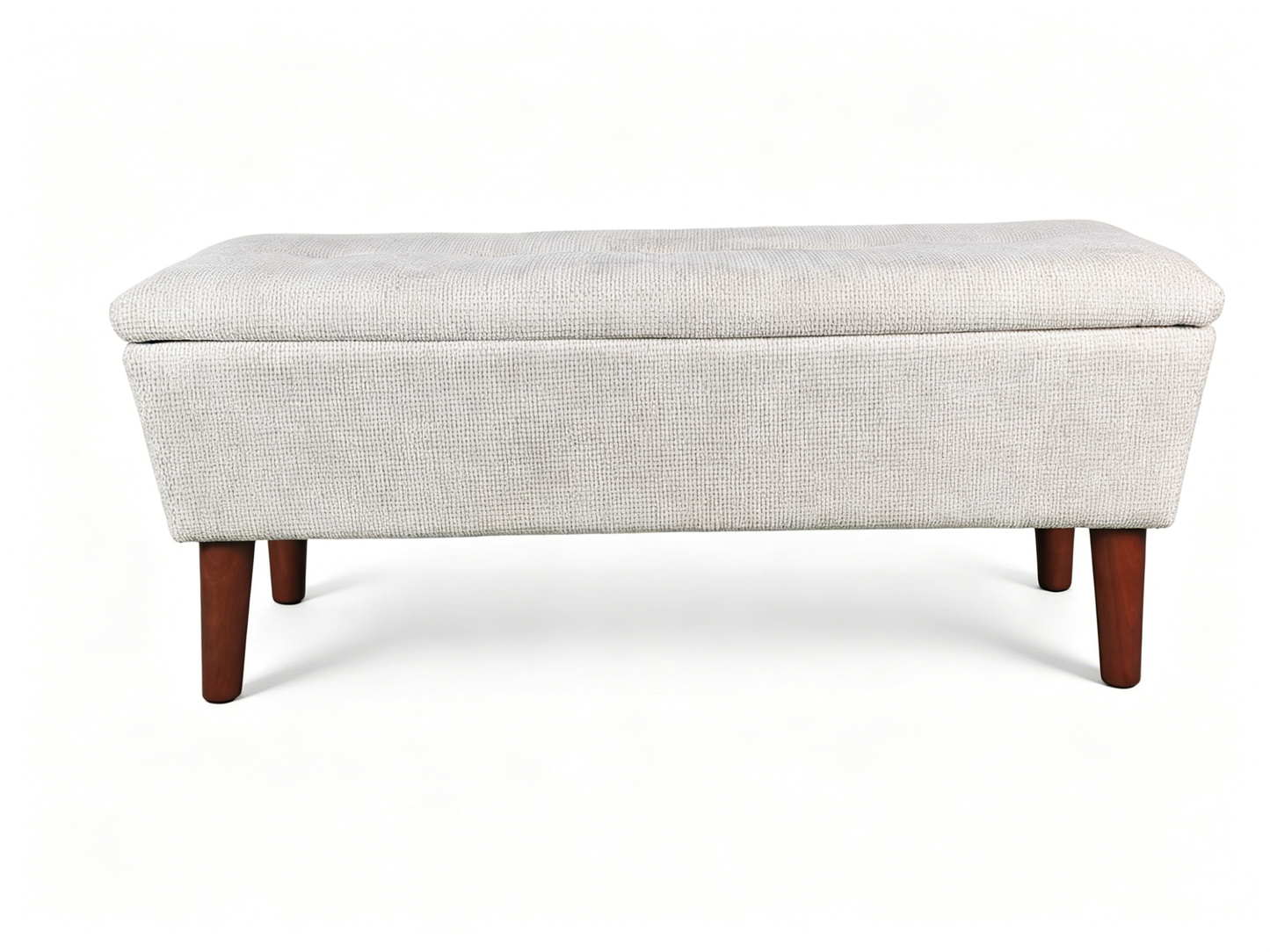 42" Rectangular Linen Ottoman Bench, Modern Low Footrest Stool with Solid Wood Tapered Legs, Multi-Use Entryway Shoe Bench & End of Bed Bench for Living Room/Bedroom image 9