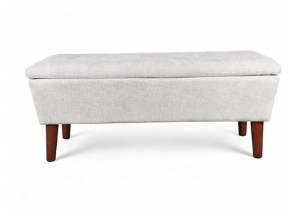 42" Rectangular Linen Ottoman Bench, Modern Low Footrest Stool with Solid Wood Tapered Legs, Multi-Use Entryway Shoe Bench & End of Bed Bench for Living Room/Bedroom image 9
