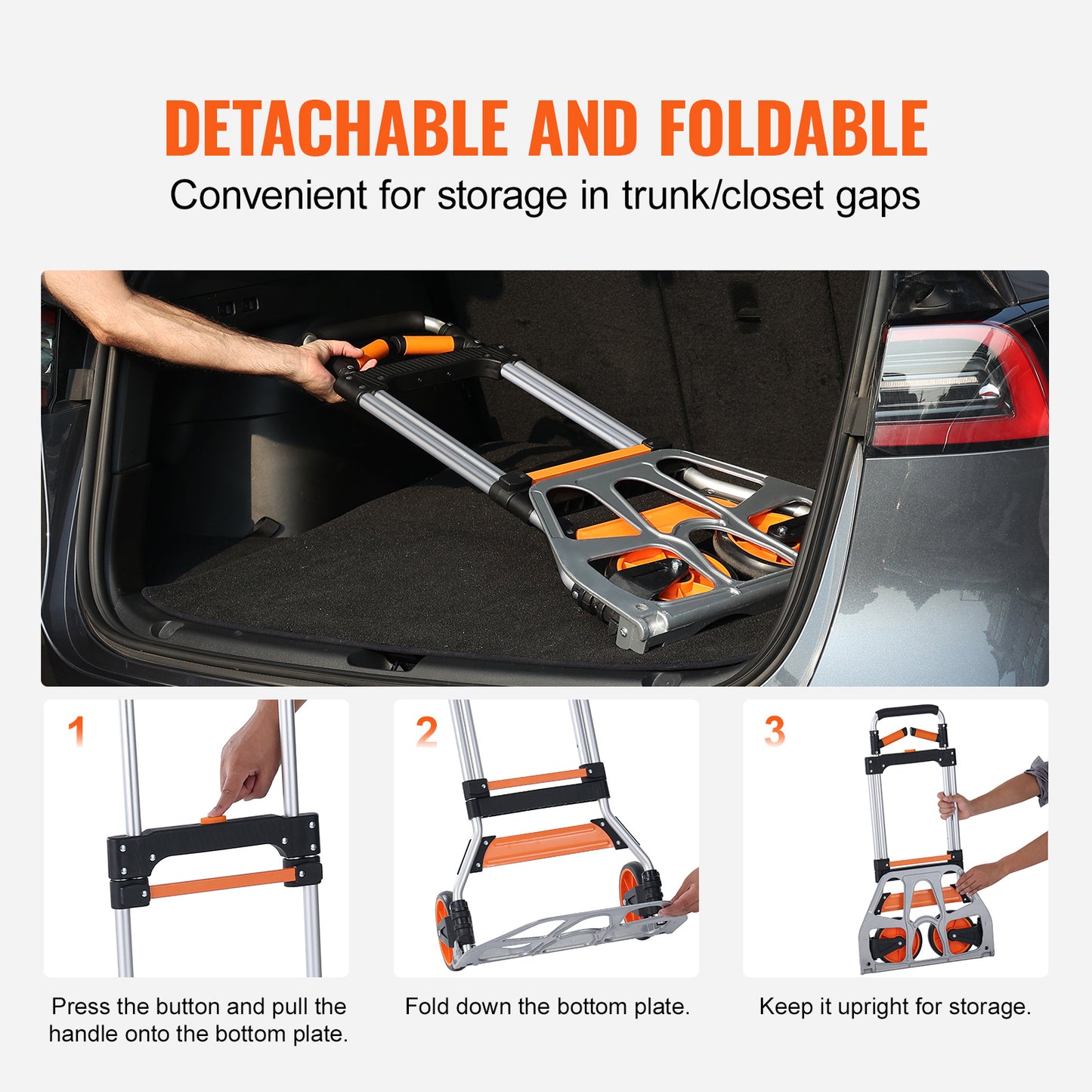 Folding Hand Truck, 309 lbs Load Capacity, Aluminum Portable Cart, Convertible Hand Truck and Dolly with Telescoping Handle and PP+TPR Wheels, Ultra Lightweight Super Strong for Moving Warehouse image 2
