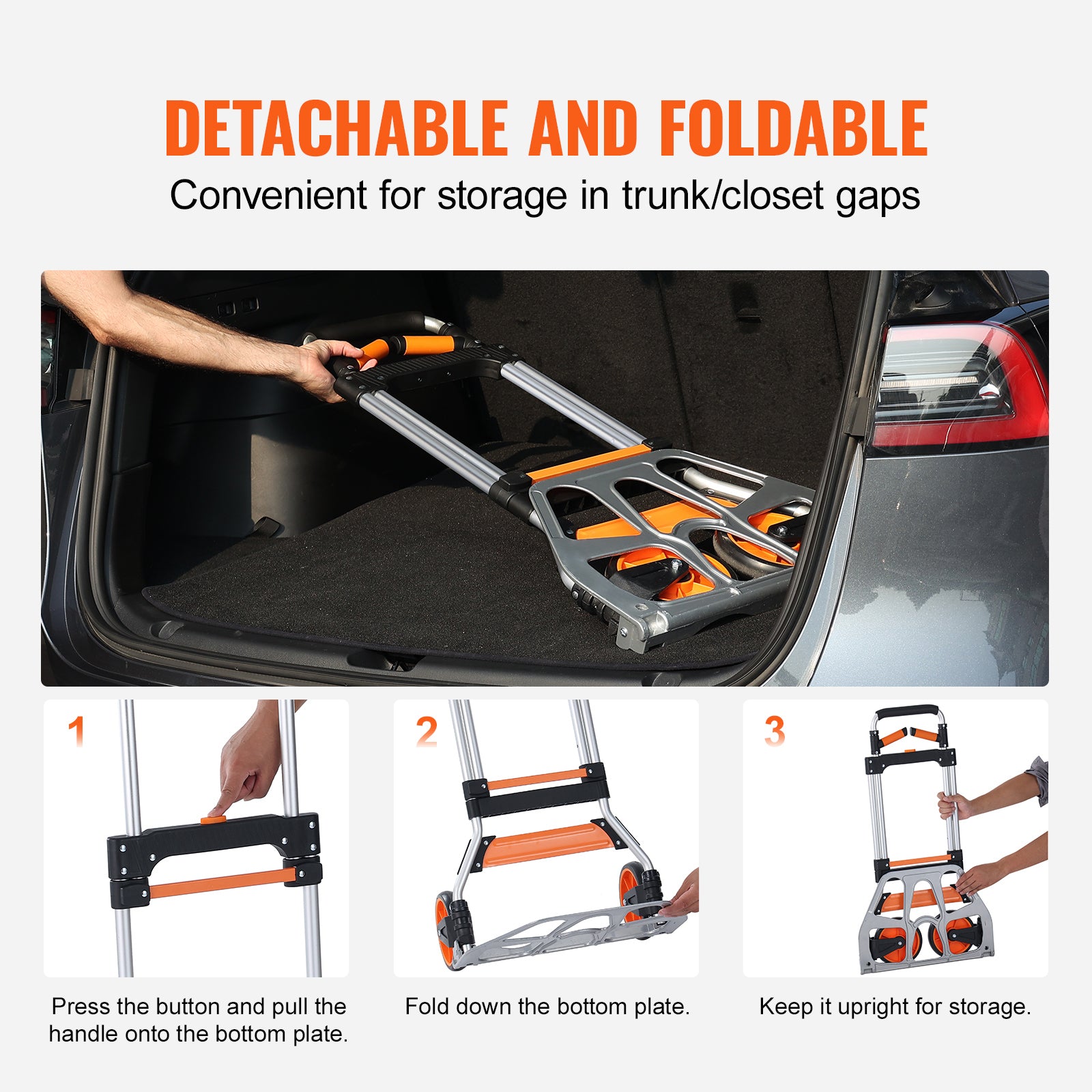 Folding Hand Truck, 309 lbs Load Capacity, Aluminum Portable Cart, Convertible Hand Truck and Dolly with Telescoping Handle and PP+TPR Wheels, Ultra Lightweight Super Strong for Moving Warehouse image 2