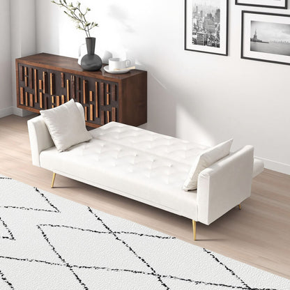 71 inch convertible love seat sofa, American retro beige velvet, suitable for small living room, bedroom, office image 3